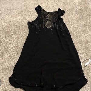 Black Sleeveless Dress with Silver Embellishments